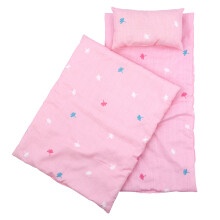 The Magic Toy Shop Dolls Bedding Set for Baby Doll Pram Cot Bed Cradle Quilt Pillow Mattress Pink