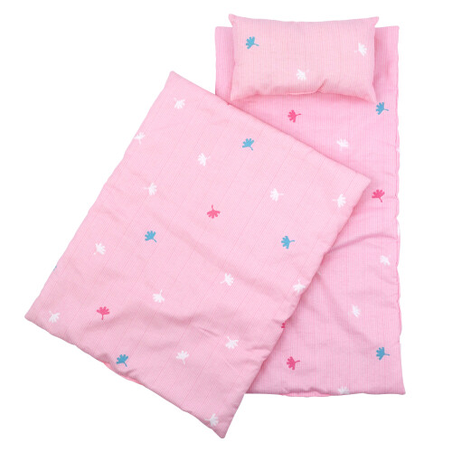 The Magic Toy Shop Dolls Bedding Set for Baby Doll Pram Cot Bed Cradle Quilt Pillow Mattress Pink