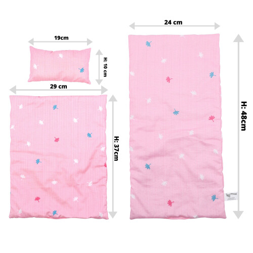 The Magic Toy Shop Dolls Bedding Set for Baby Doll Pram Cot Bed Cradle Quilt Pillow Mattress Pink on OnBuy