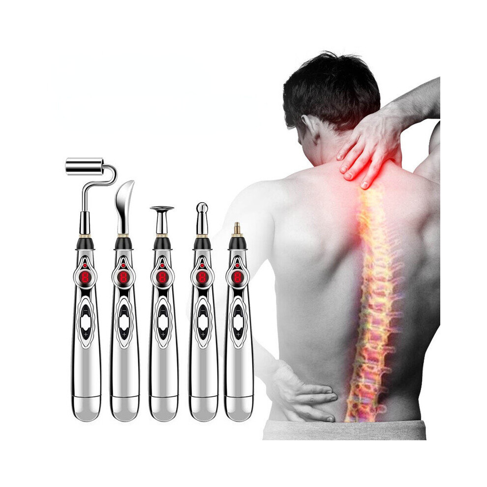 Hkhbjs (5 Heads No Gift) 5 Heads Electronic Acupuncture Pen Electric Meridians Laser Therapy Heal Massage Pen