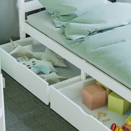 (White) Libra Under Bed Drawers Sliding Storage Pine Wood 2