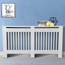 (Large) White Radiator Cover Cross Slat Radiator Shelve White Painted Modern MDF Cabinet For Living Room/Bedroom/Kitchen