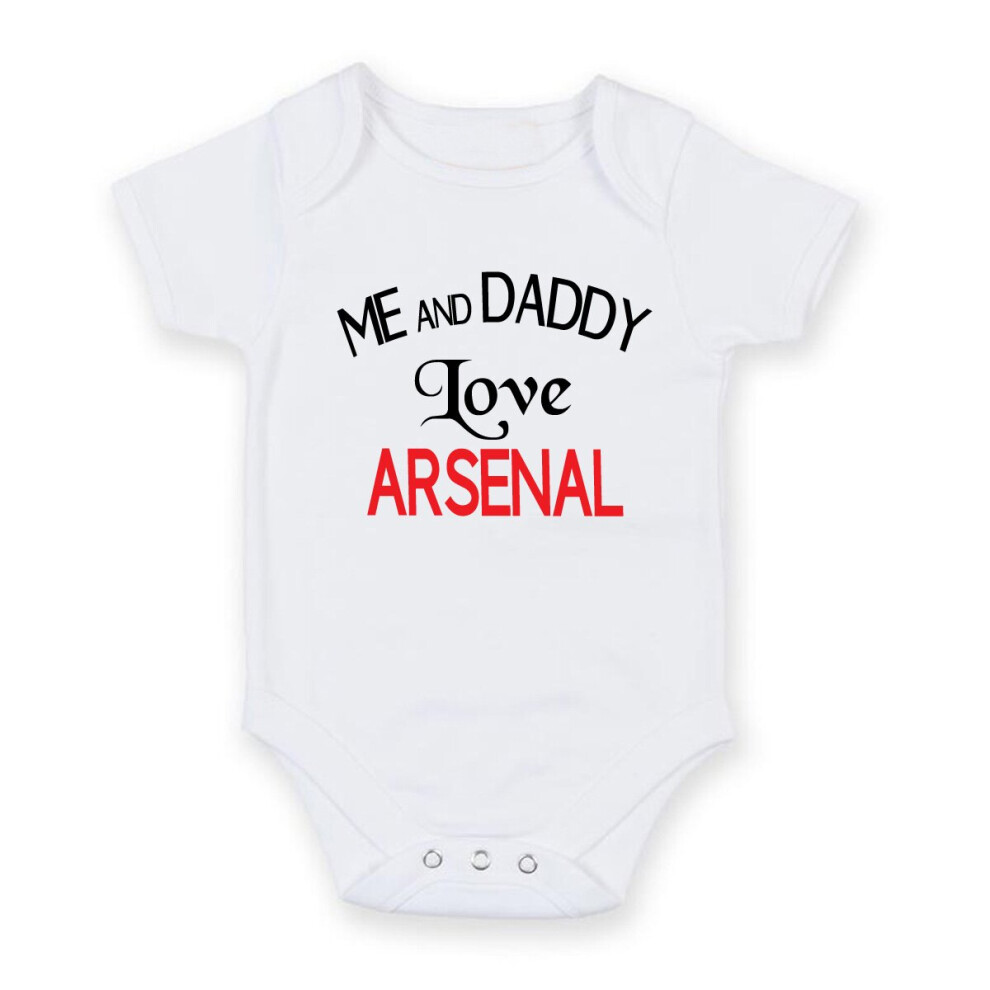 (6-9 months) Me And Daddy Love Arsenal - Personalised Baby Boy Girl Baby VestUnisex Short Sleeve Bodysuit