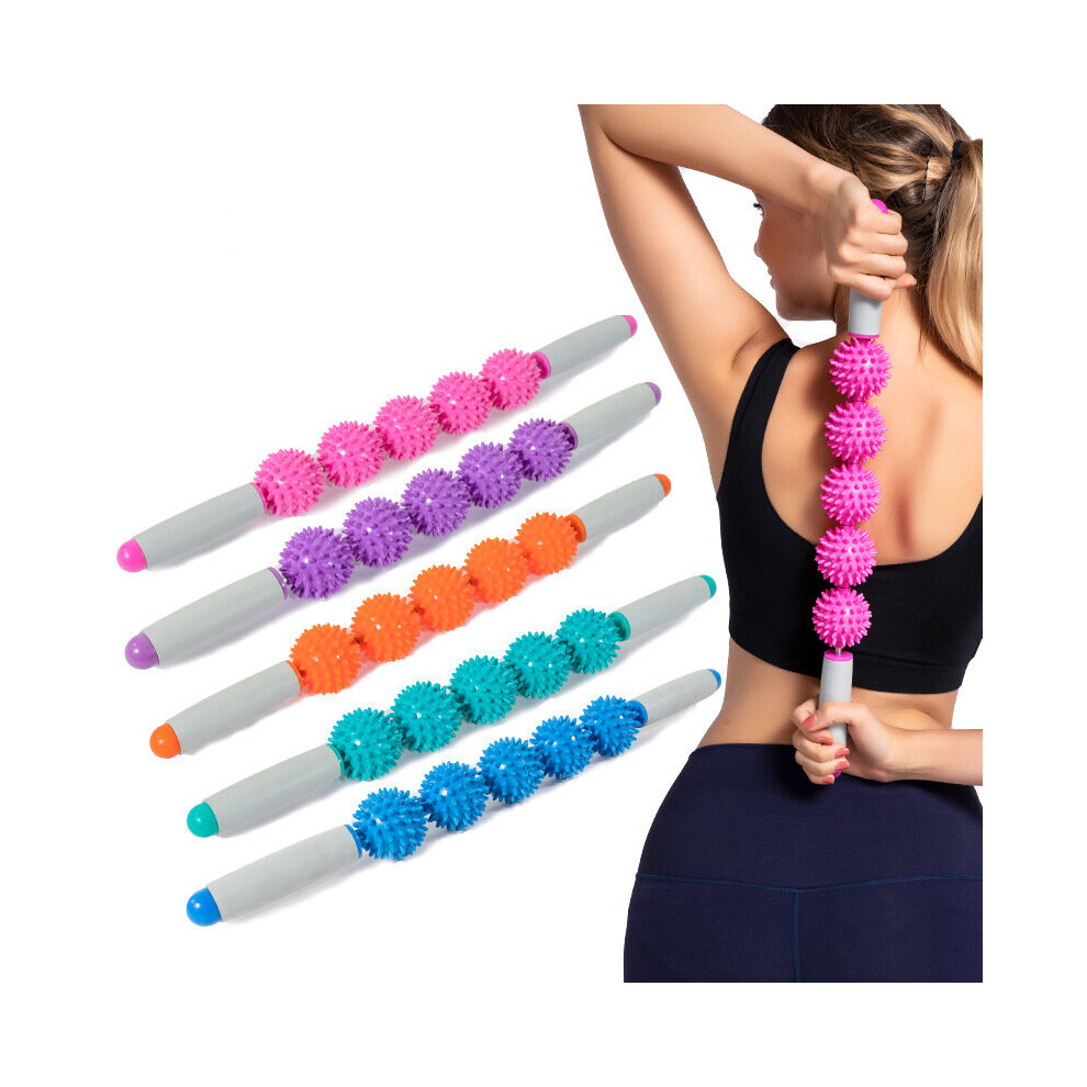 Hkhbjs Purple (Purple) 5 Balls Yoga Massage Roller Stick Trigger Point Anti Cellulite Body Massager