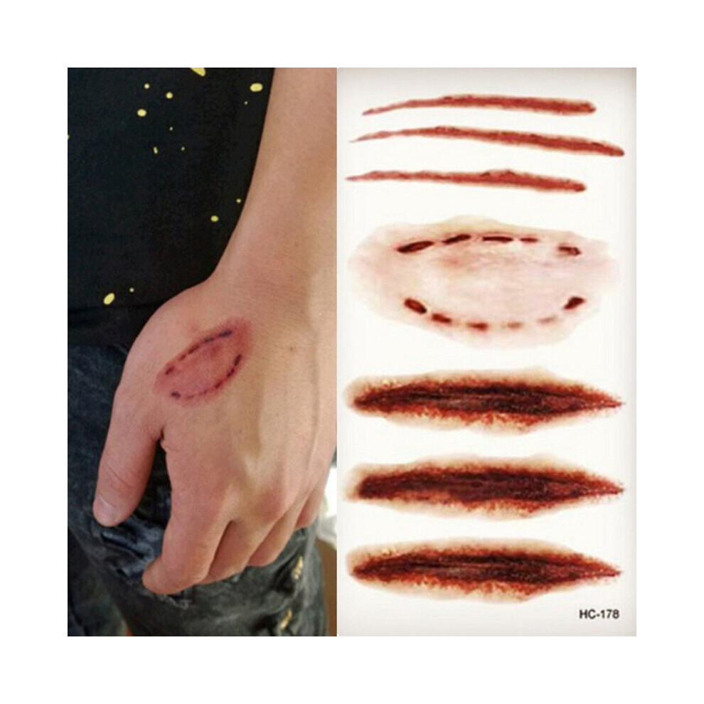 Hkhbjs 2Pcs Halloween Decoration Wound Scary Blood Injury Sticker