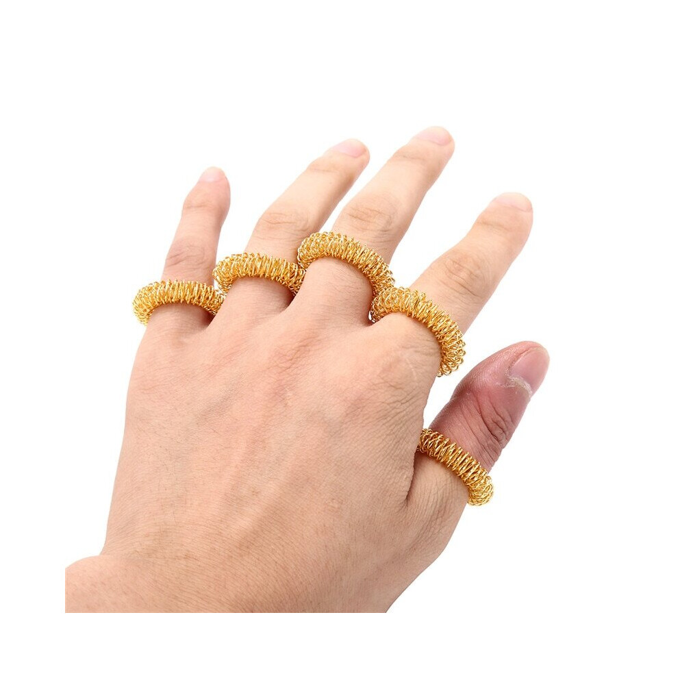Hkhbjs Gold/Silver () 5Pcs Silver/ Massage Acupuncture Finger Rings