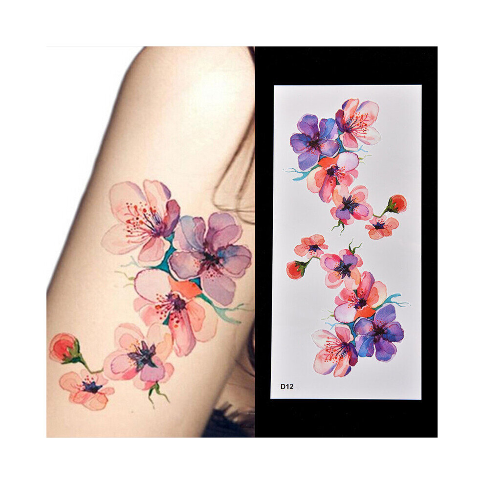 2PCS 3D Watercolor Orchid Arm Temporary Tattoo Stickers