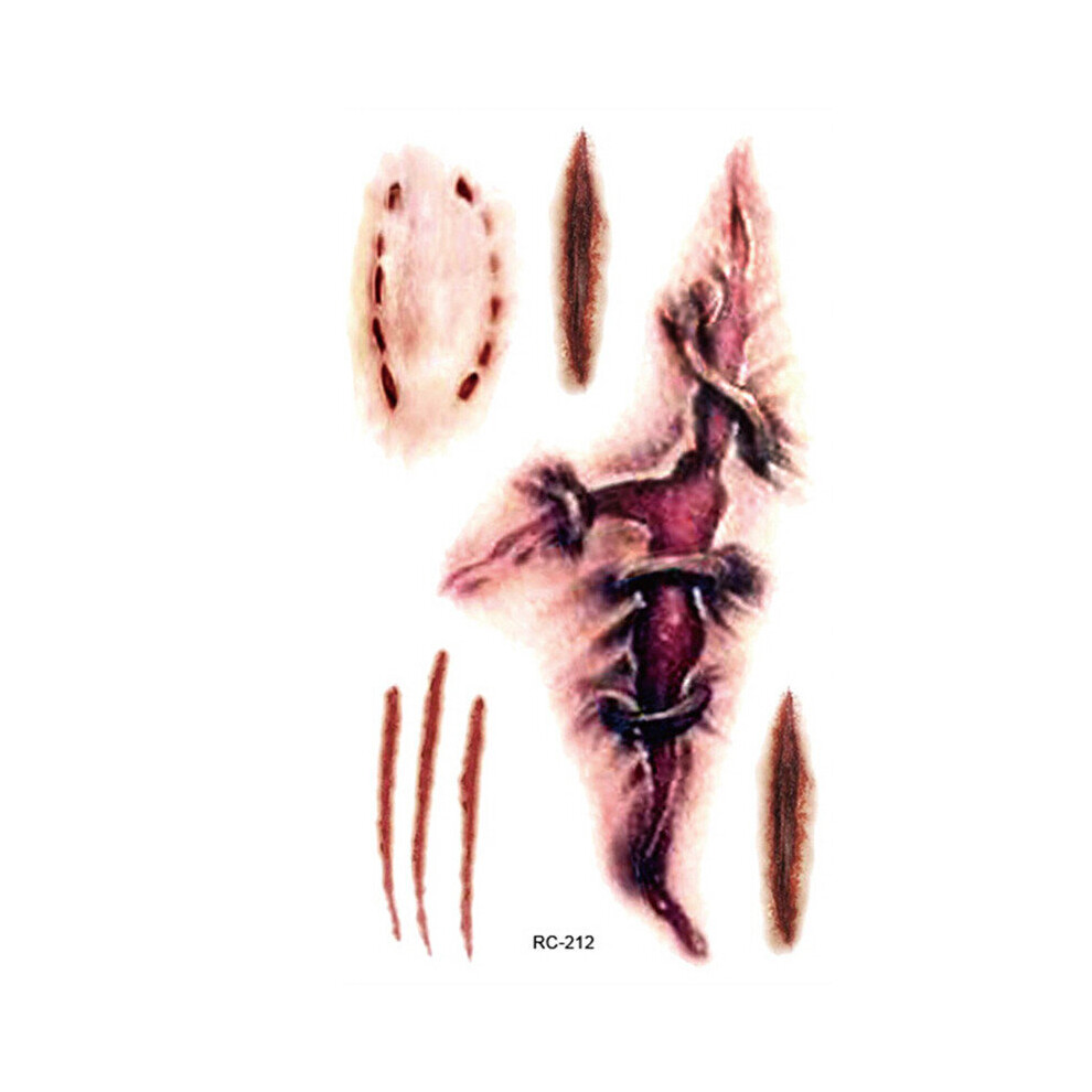 Hkhbjs 2Pcs Halloween Terror Wound Realistic Blood Injury Scar Fake Tattoo Stickers