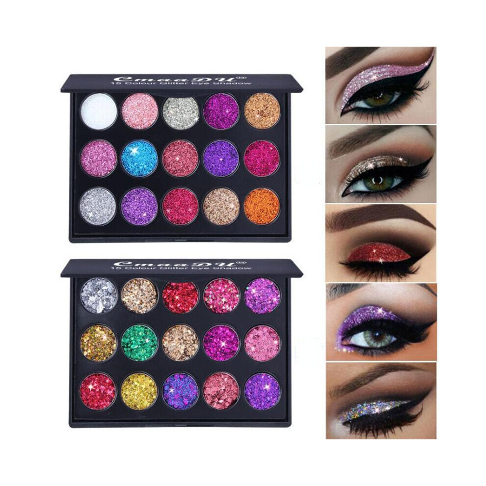 (2) Female Natural Waterproof Glitter Eyeshadow Palette