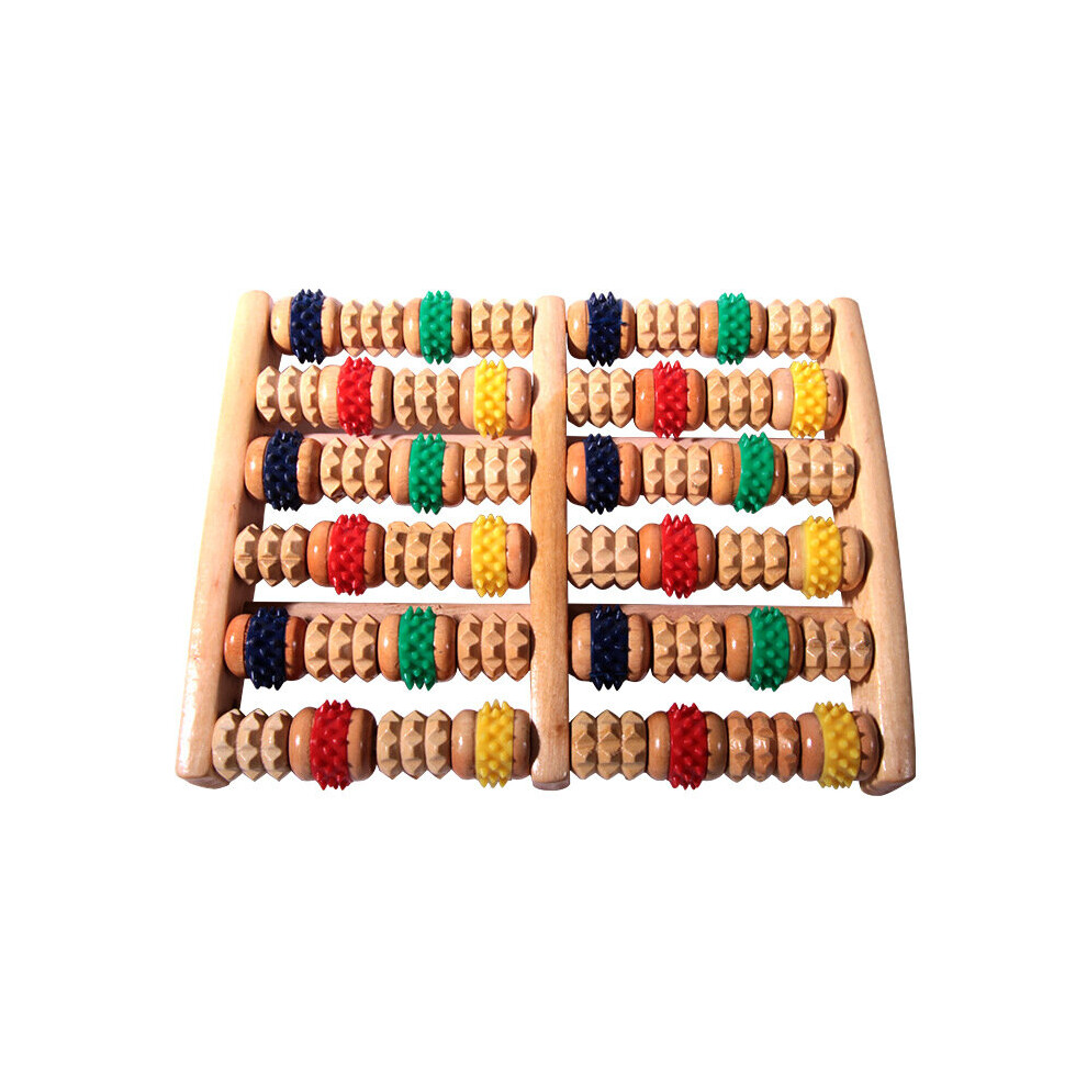 Hkhbjs 6 Rows Wooden Foot Massager Roller Acupressure Relax Massage