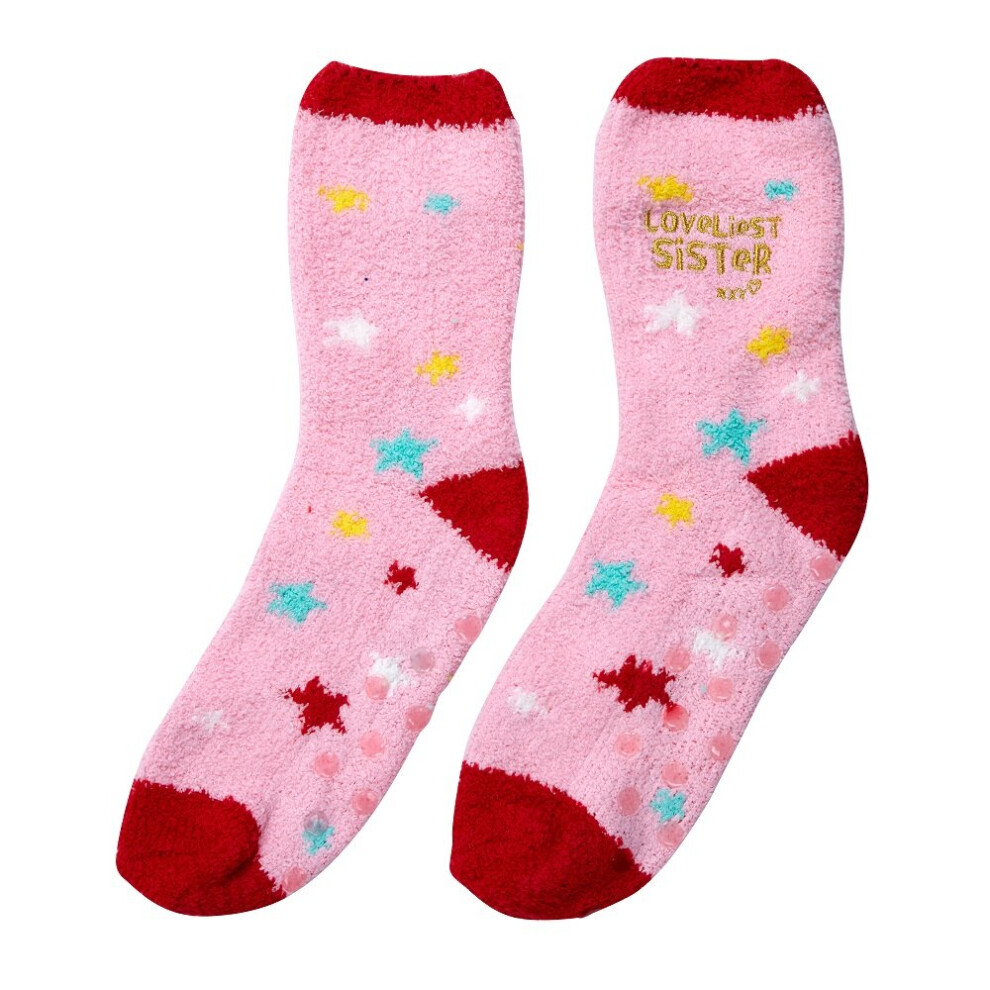 Boofle Loveliest Sister Fluffy Slipper Socks Ladies Size 4-7 Snuggly Gift Idea