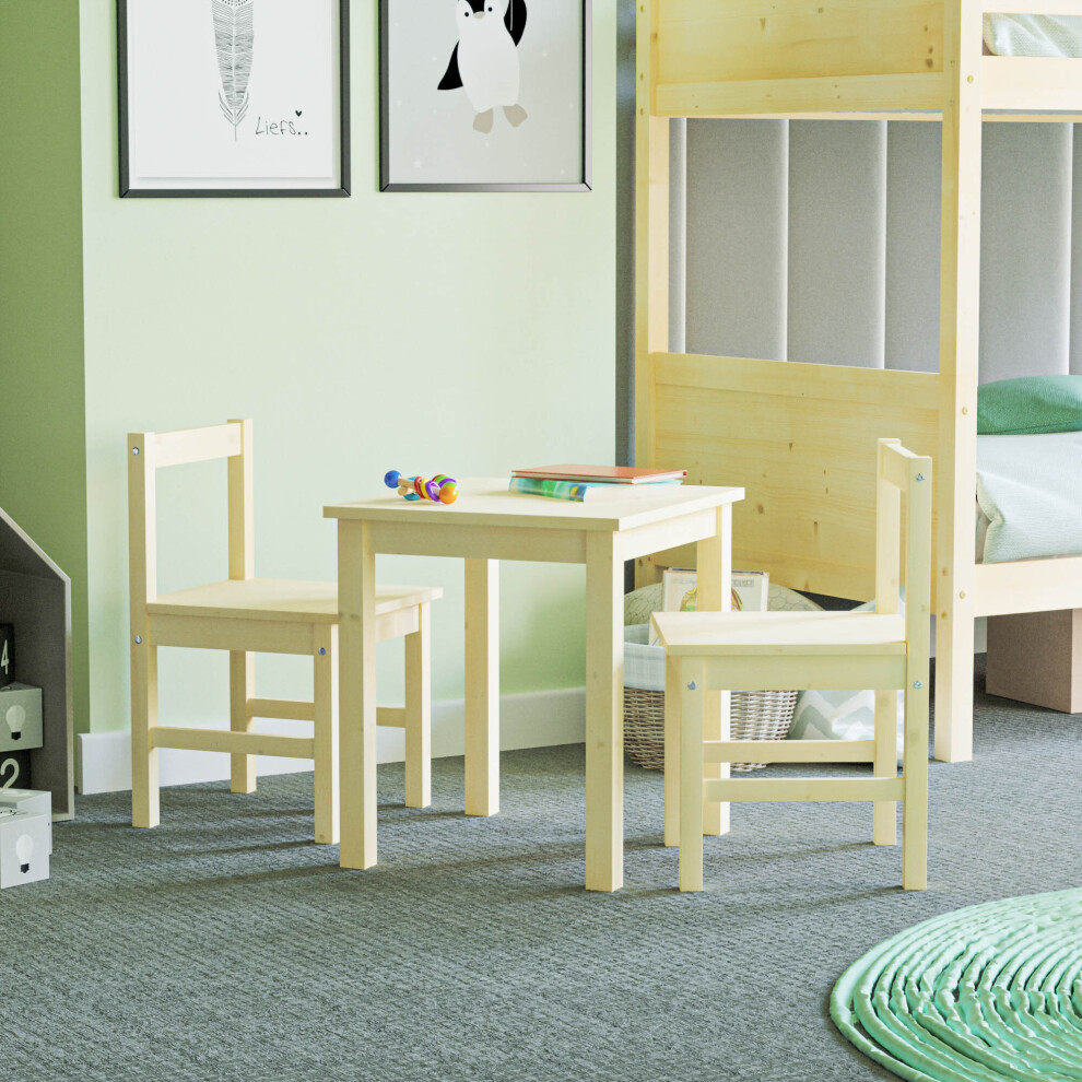 (Pine) Pisces Table and Chairs Set Kids Desk Playroom Pine