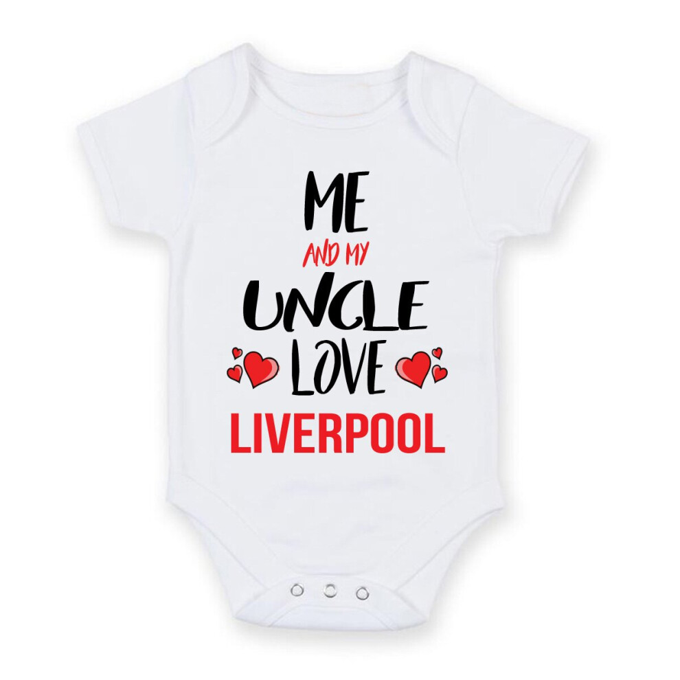 Me and My Uncle Love liverpool - Personalised FOOTBALL TEAM Baby Boy Girl Unisex Short Sleeve Vest Bodysuit (0-3 months)