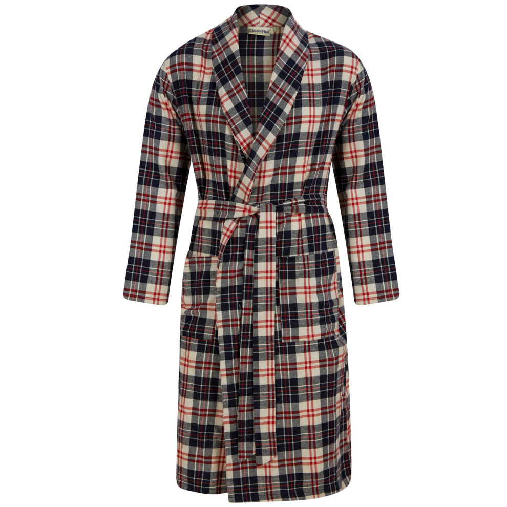 (Red, Small) Slenderella Walker Reid WR88822 Men's Red Check Cotton Dressing Gown