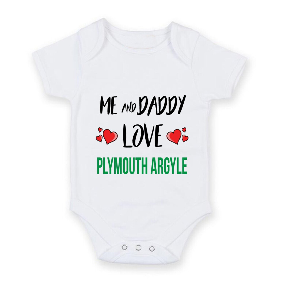 Me and Daddy Love PLYMOUTH ARGYLE - Personalised FOOTBALL TEAM Baby Boy Girl Unisex Short Sleeve Vest Bodysuit (0-3 months)