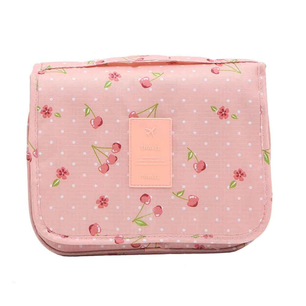 (Pink Cherry) Youngshion Large Capacity Hanging Toiletry Wash Bag Portable Waterproof Makeup Cosmetic Organizer for Home and Travel-image-OPC-P8QMC9T-NEW