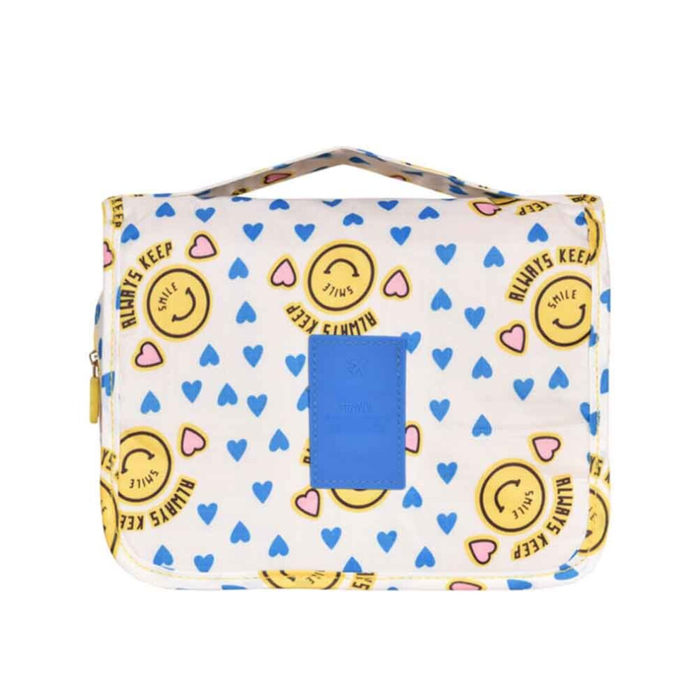 (Yellow Smiling Face) Youngshion Large Capacity Hanging Toiletry Wash Bag Portable Waterproof Makeup Cosmetic Organizer for Home and Travel-image-OPC-P8QMC9Z-NEW