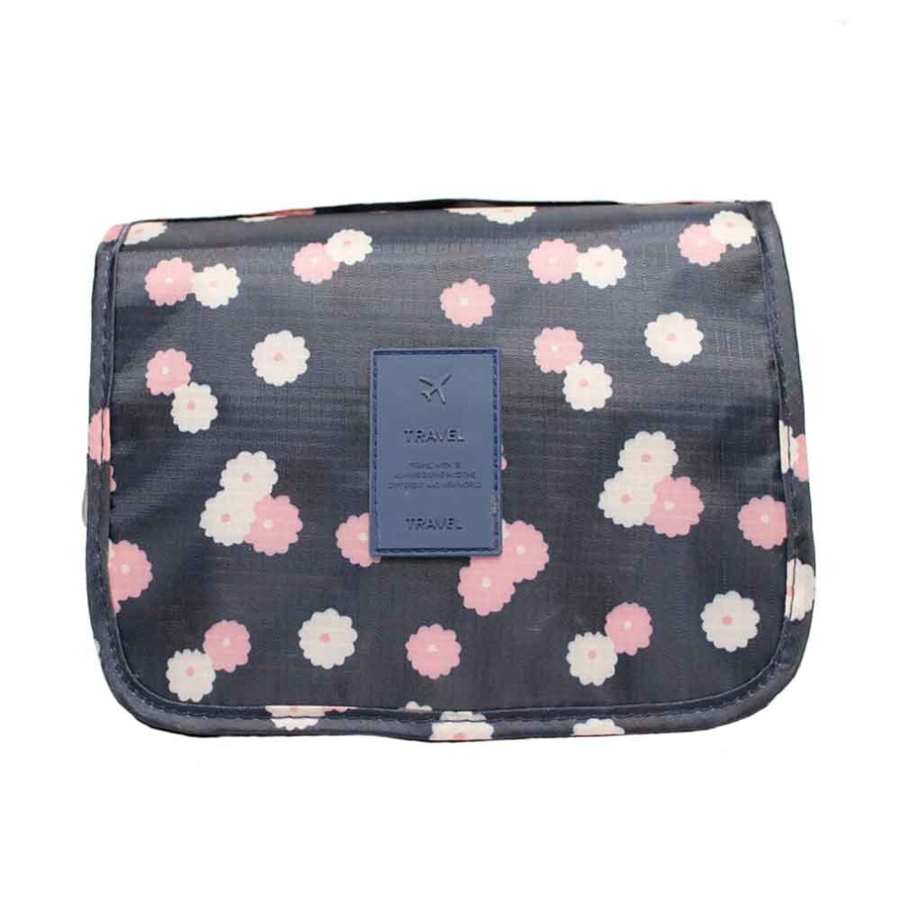 (Black Flowers) Youngshion Large Capacity Hanging Toiletry Wash Bag Portable Waterproof Makeup Cosmetic Organizer for Home and Travel-image-OPC-P8QMC9W-NEW
