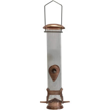 Copper Style Hanging Bird Seed Feeder with 4 Feeding Ports