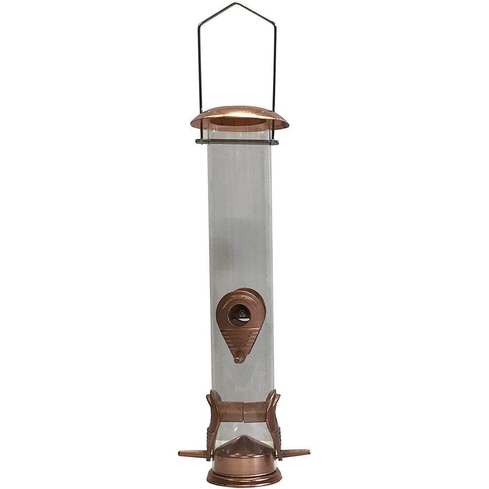 Copper Style Hanging Bird Seed Feeder with 4 Feeding Ports