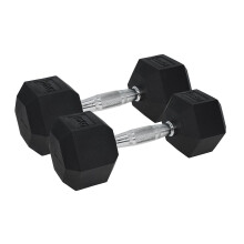 Urban Fitness PRO Hex Dumbbells - Rubber Coated Pair, 2 x 10kg, Black