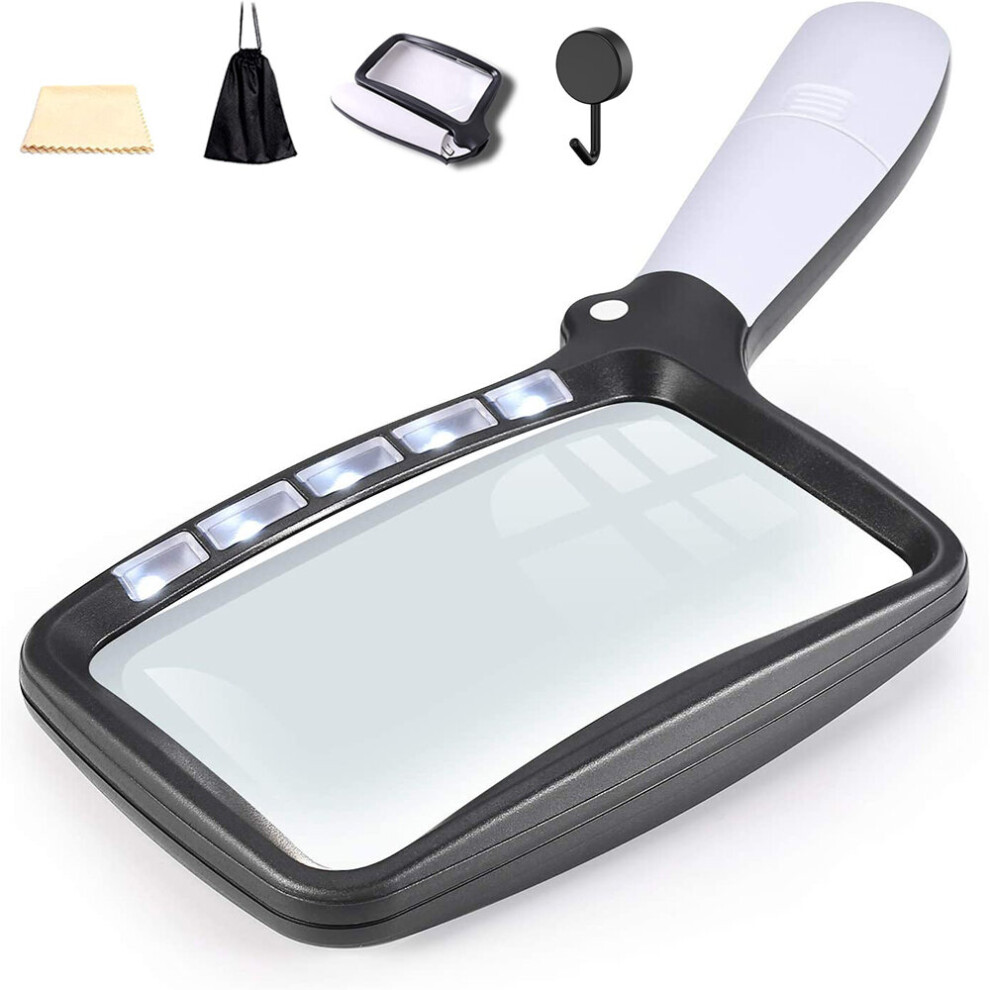 Bysion Light Rectangular Magnifying Glass Led With Magnifier Foldable Handheld With Large