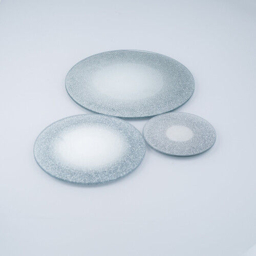 URBN Living (Silver, 15cm) 3 Size Round Mirror Candle Plates Cake Centrepiece