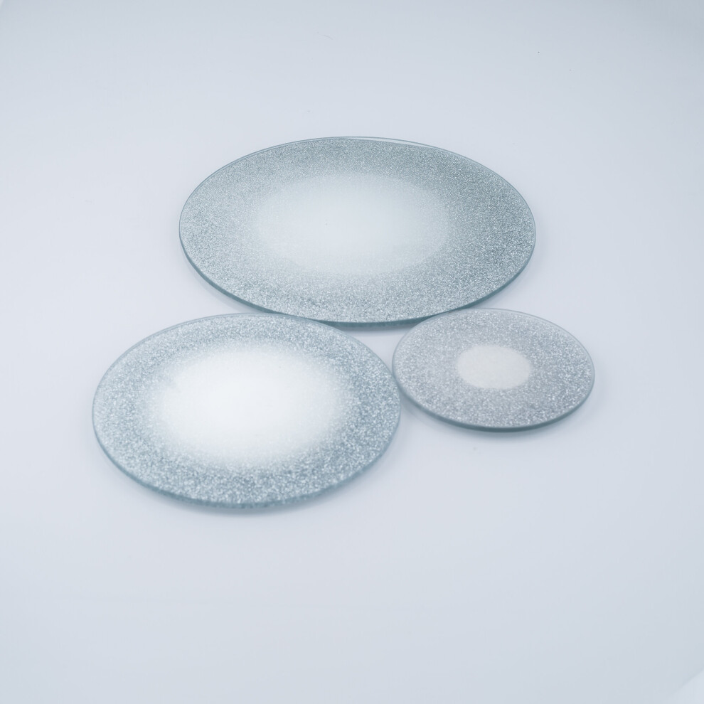 Urbn Living (, 15Cm) 3 Size Round Mirror Candle Plates Cake Centrepiece Silver