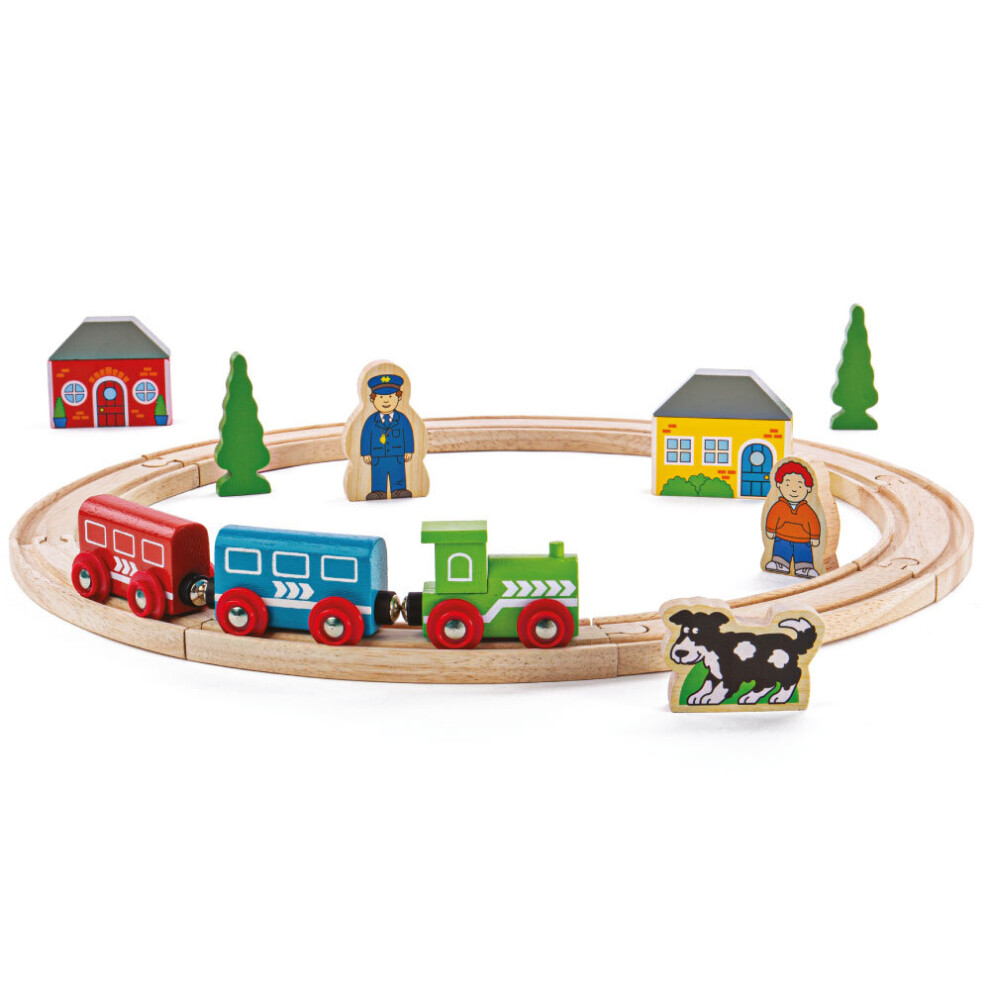 18pc Bigjigs My First Wooden Train Set | Beginner Railway Set