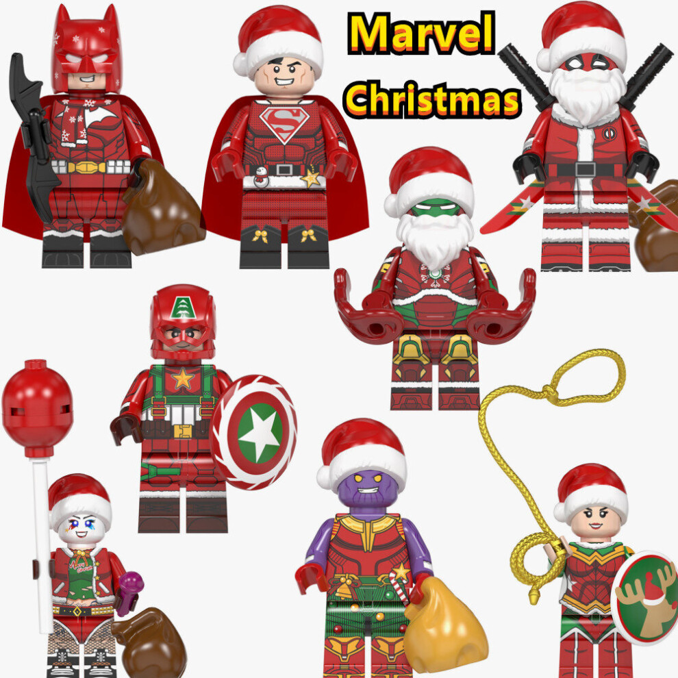 8 PCS Superhero Christmas toy building blocks suitable for Lego