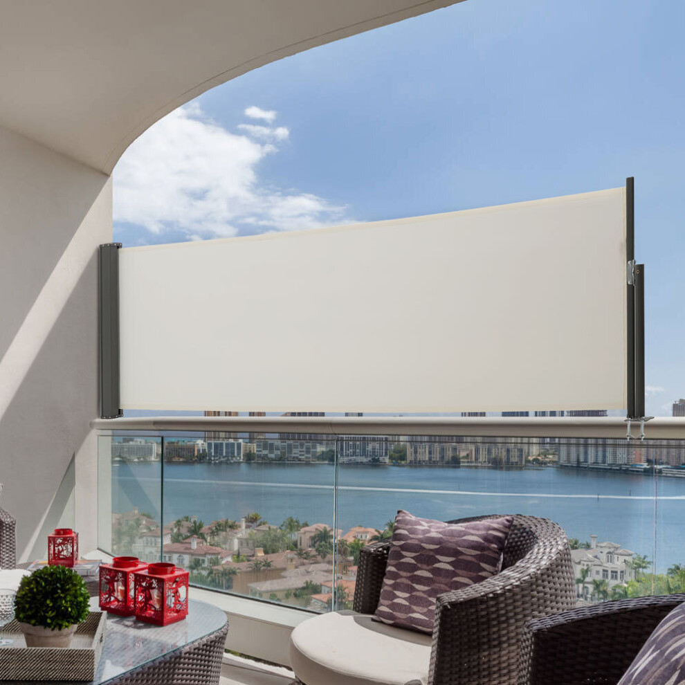 Living And Home (300 X 120Cm - Beige) Patio Side Awning Retractable Sun Shade Wind Protection Outdoor Privacy Screen