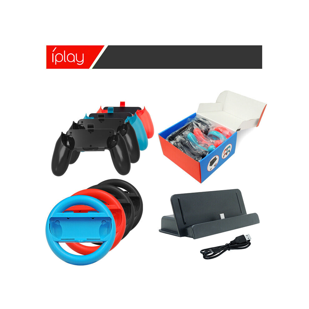 Nintendo Switch Console Steering Wheel, Grip Thumb grips, Charger