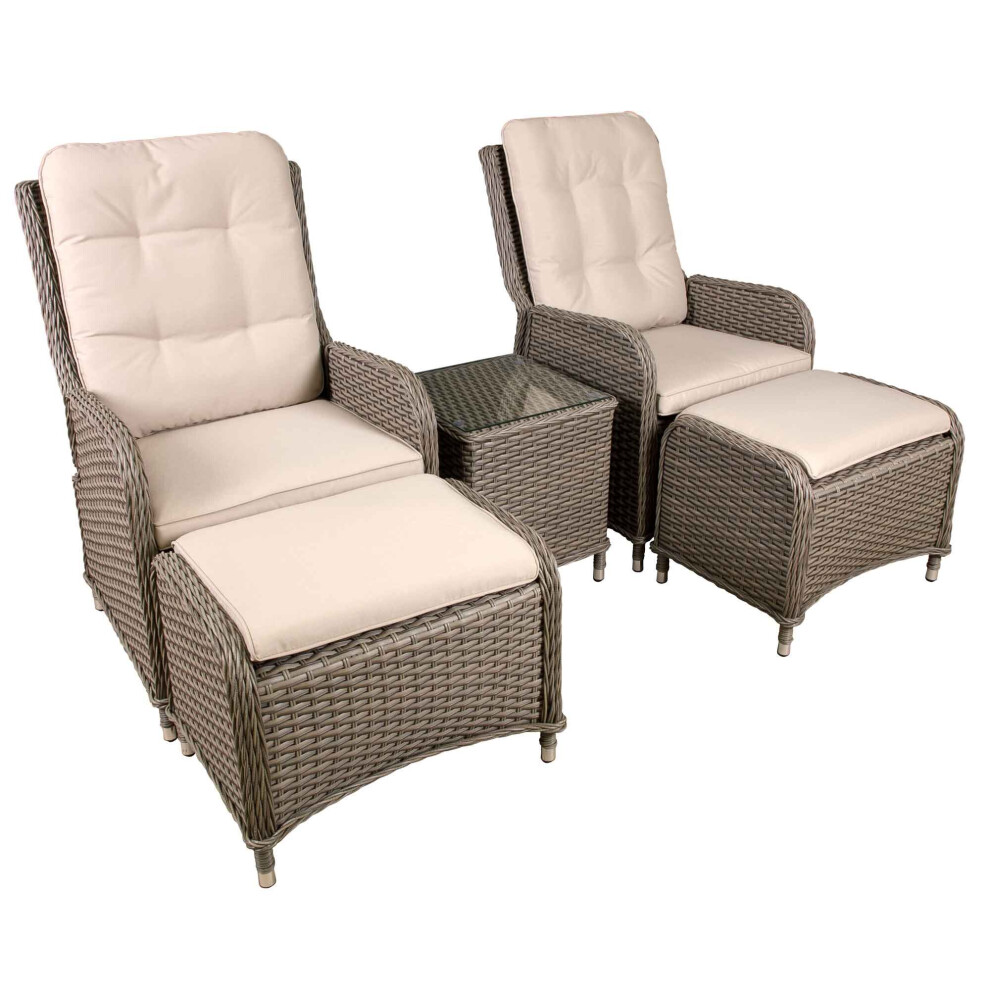 Chester Rattan Wicker Outdoor Recliner Seat & Coffee Table Set - DG68