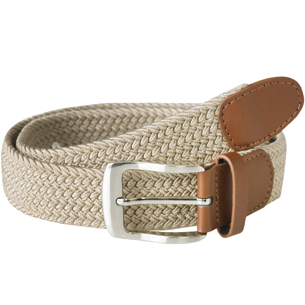 (3XL, Stone) Duke D555 Mens Frank Big Tall Kingsize Stretch Braided Metal Buckle Belt - Stone-image-OPC-P8QRWGD-NEW