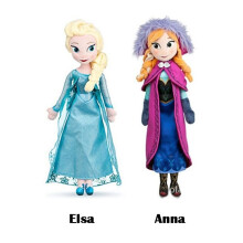 (elsa+anna, 50cm) 2Pc Frozen Anna Elsa Dolls Snow Queen Princess Stuffed Doll Plush Kids Toys
