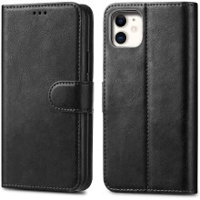For Apple iPhone 11Pro-Max(6.5) Elite Leather Flip Wallet cover Black