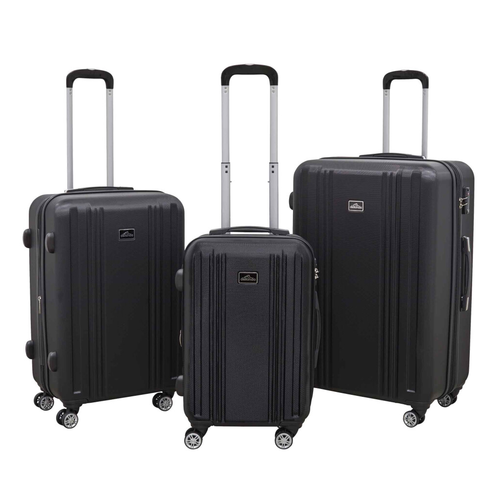 3 Piece Lightweight Luggage Suitcase Trolley Set ABS TSA Lock Black - DL11