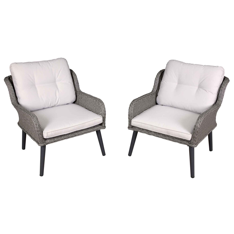Dellonda Buxton Rattan Wicker Outdoor Lounge Chairs With Cushion - Dg79
