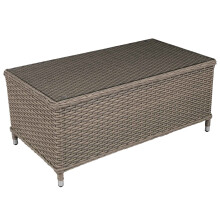 Chester Rattan Wicker Outdoor Coffee Table with Tempered Glass Top - DG71