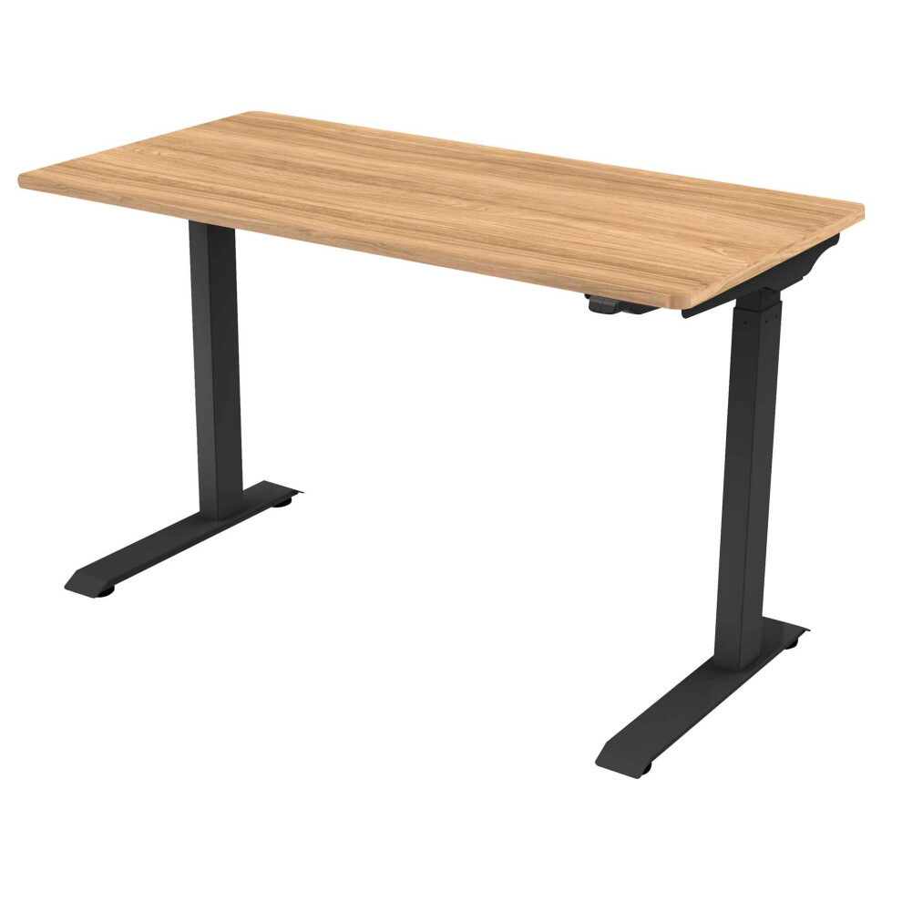 Single Motor Height Adjustable Sit & Stand Desk, Oak, 1200 x 600mm - DH66