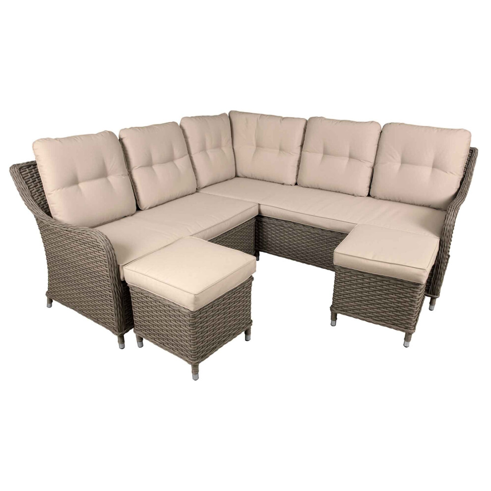 Dellonda Chester Rattan Wicker Outdoor 6 Seat Corner Sofa Set - Dg72