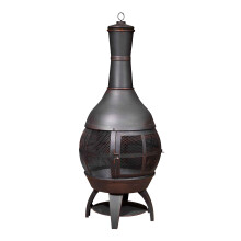 Dellonda Deluxe 360 Chiminea/Fire Pit/Outdoor Heater with Fire Poker - Antique Bronze Finish