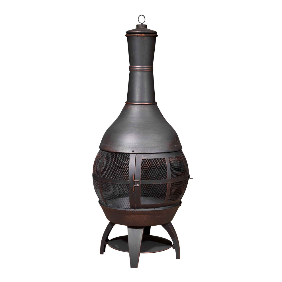 Dellonda Deluxe 360 Chiminea/Fire Pit/Outdoor Heater With Fire Poker - Antique Finish Bronze
