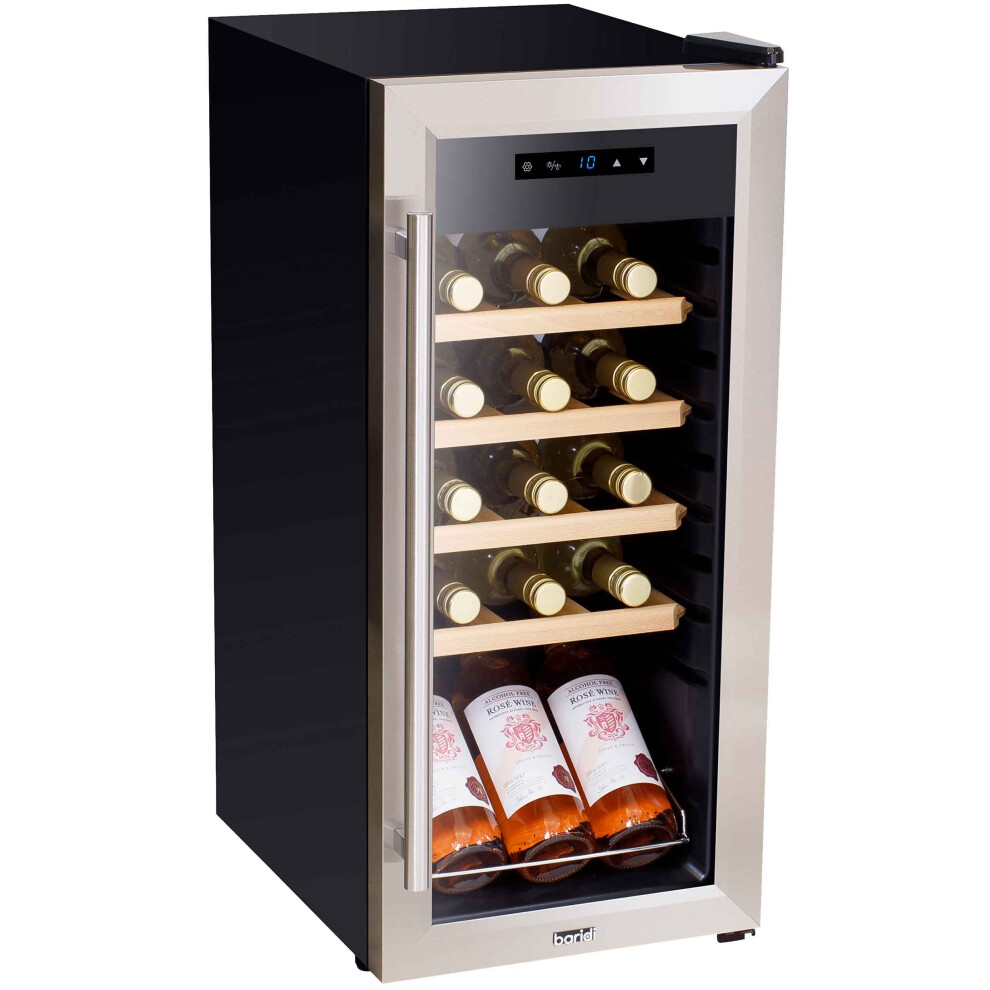 Baridi 18 Bottle Wine Fridge with Digital Touch Screen Controls & LED Light, Stainless Steel - DH29