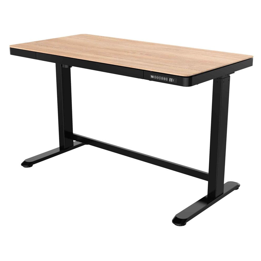 Single Motor Height Adjustable Sit & Stand Desk with USB, Oak, 1200 x 600mm - DH65