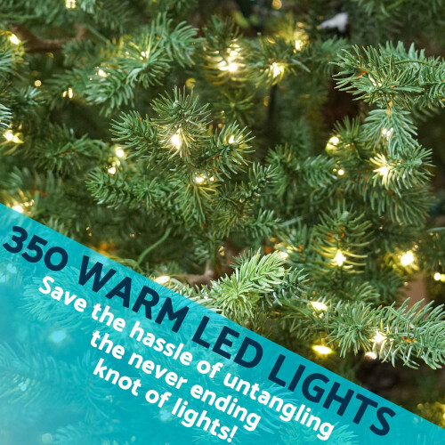 Dellonda Pre-Lit 7ft Hinged Christmas Tree with Warm White LED Lights & PE/PVC Tips - DH82 2