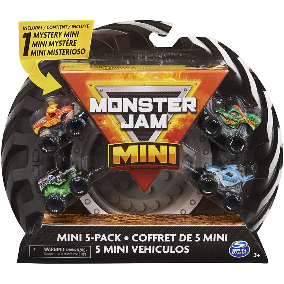 Monster Jam, Official Mini Collectible Monster Trucks 5-Pack with 1 Mystery Truck