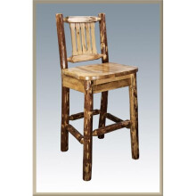 Montana Woodworks MWGCBSWNRBUCK24 Glacier Country Collection Counter Height Barstool with Back - Buckskin Upholstery