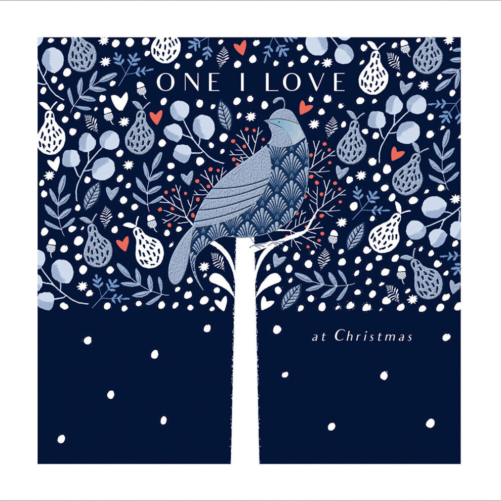 Woodmansterne One I Love Partridge & Pear Tree Foiled Christmas Card Xmas Cards