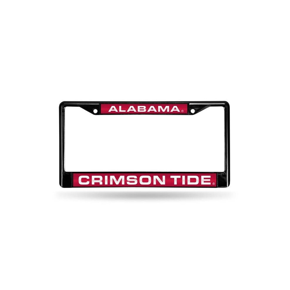 Rico Fclb150101 12 X 6 In. Alabama Crimson Tide Laser Chrome License Plate Frame Black 094746847791